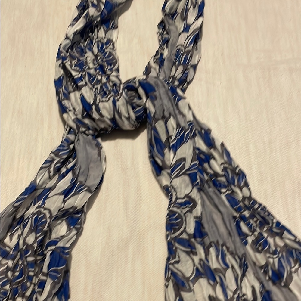 Blue and Gray Patterned Scarf